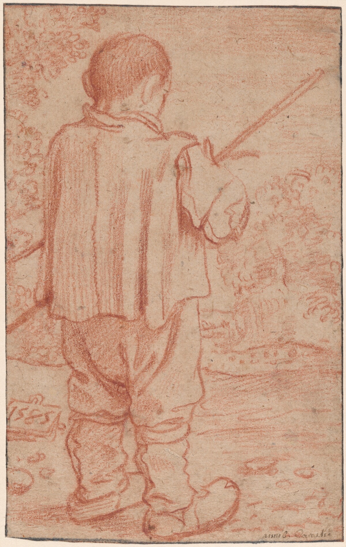 Standing Boy in a Landscape by Lodovico Carracci (attributed to)