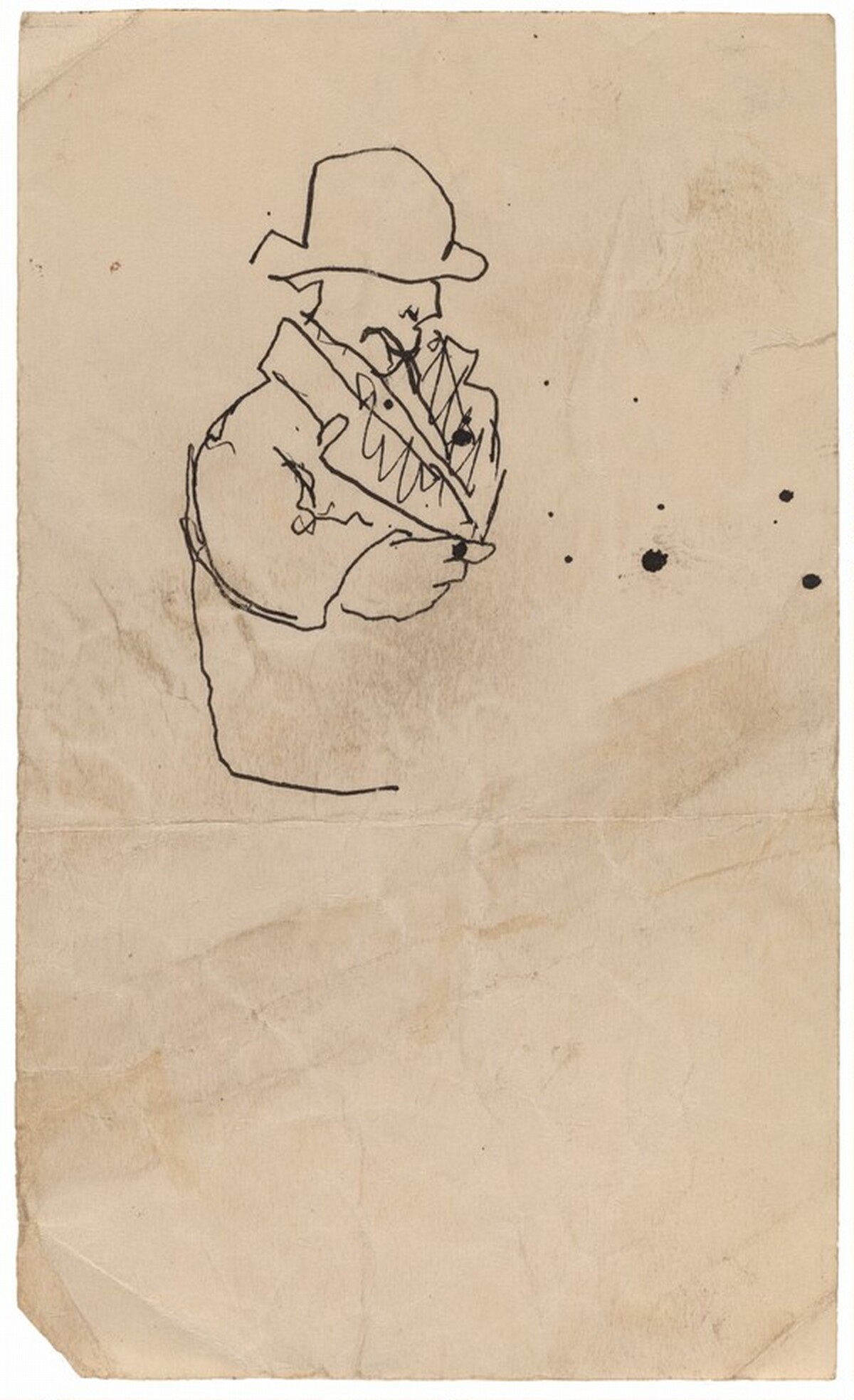 Seated Man in Overcoat and Hat, Right Hand Pointing by Mark Rothko