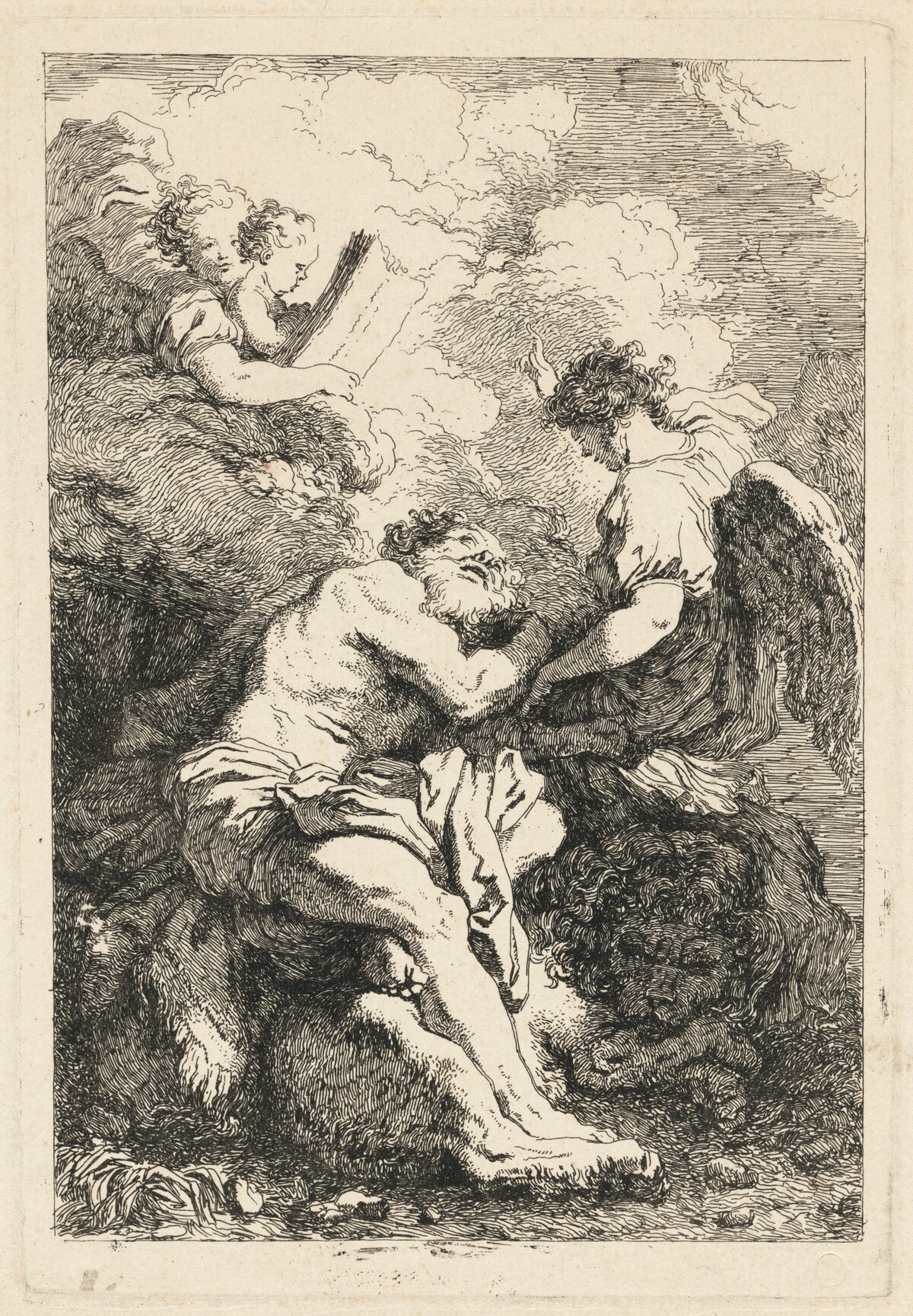 The Vision of Saint Jerome by Jean-Honoré Fragonard after Johann Liss
