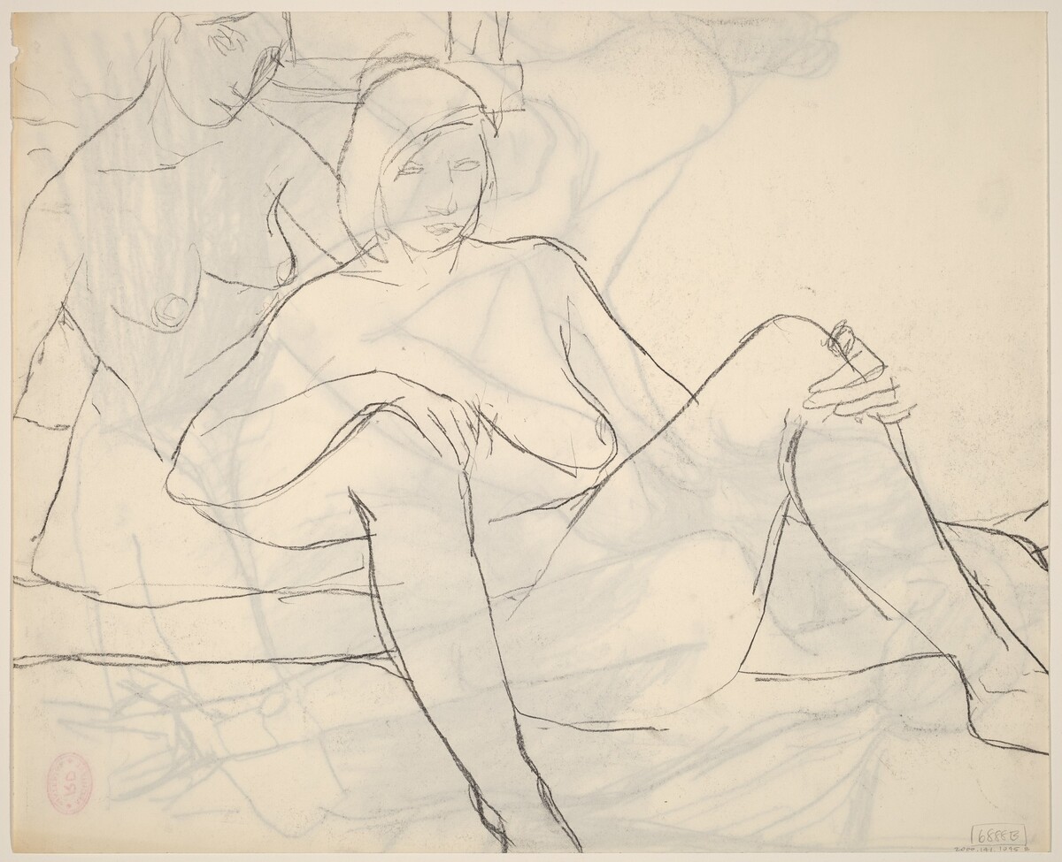 Untitled [two female nudes resting together] [verso] by Richard Diebenkorn