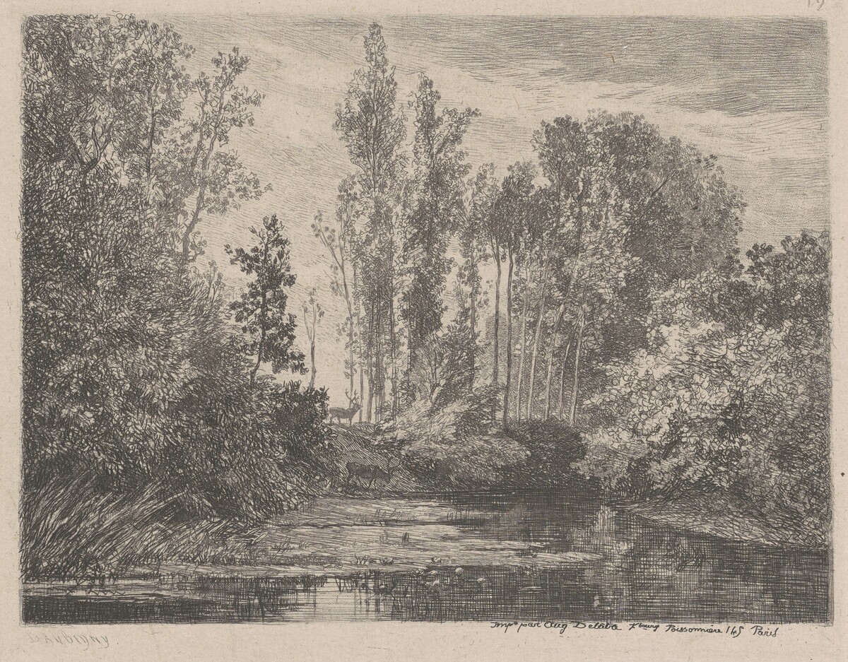 Stags at the Waterside by Charles-François Daubigny