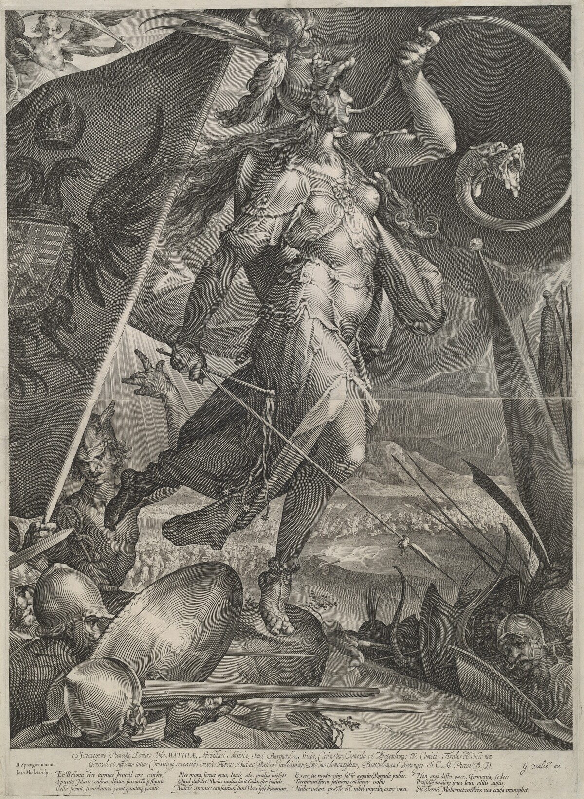 Bellona Leading the Imperial Armies Against the Turks by Jan Muller after Bartholomaeus Spranger