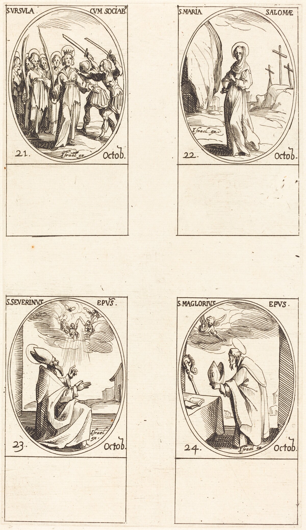 St. Ursula and Companions; St. Mary Salome; St. Severinus; St. Maglorius by Jacques Callot