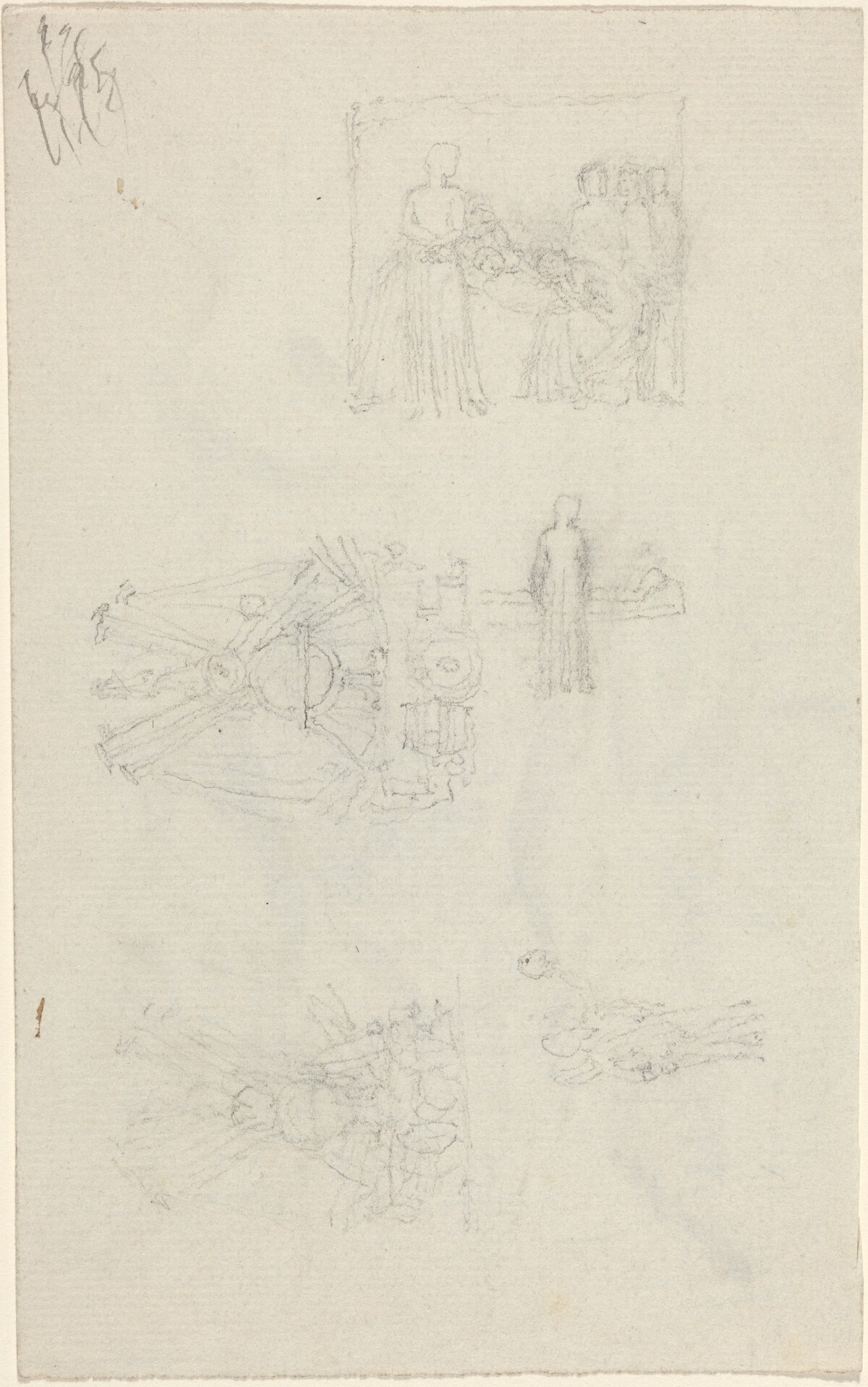 Studies of a Sickbed and Decorations for the Façade of Buckingham Palace [recto and verso] by John Flaxman