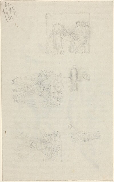 Studies of a Sickbed and Decorations for the Façade of Buckingham Palace [recto and verso]