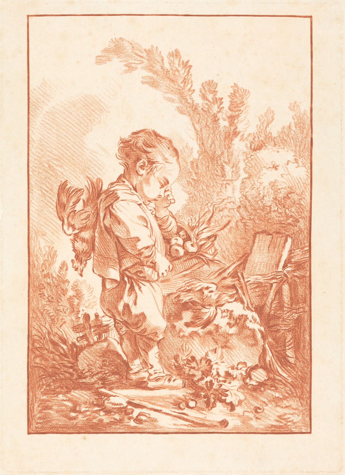 Le Maraudeur (The Thief) by Gilles Demarteau, the Elder after François Boucher