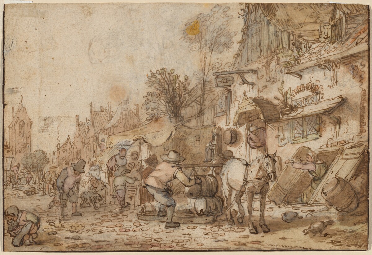 Workmen before an Inn by Isack van Ostade