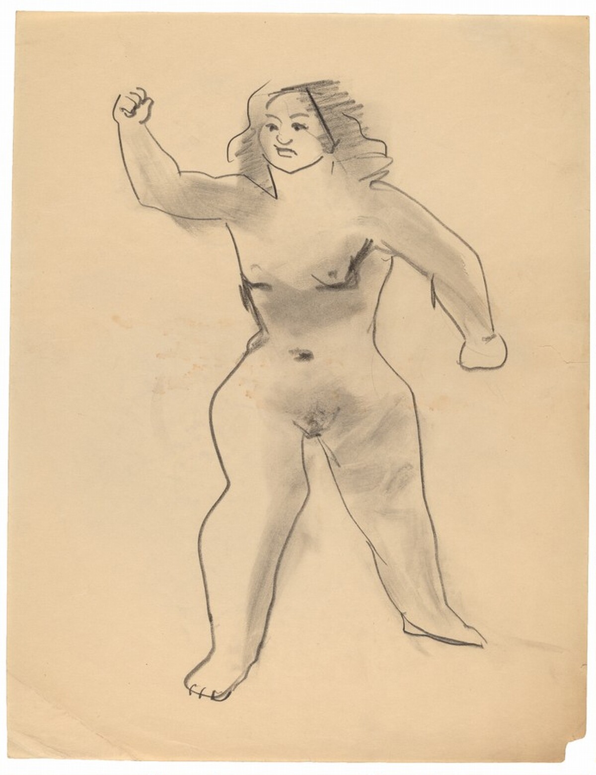 Standing Female Nude, Feet Apart, Right Arm Raised in Fist by Mark Rothko