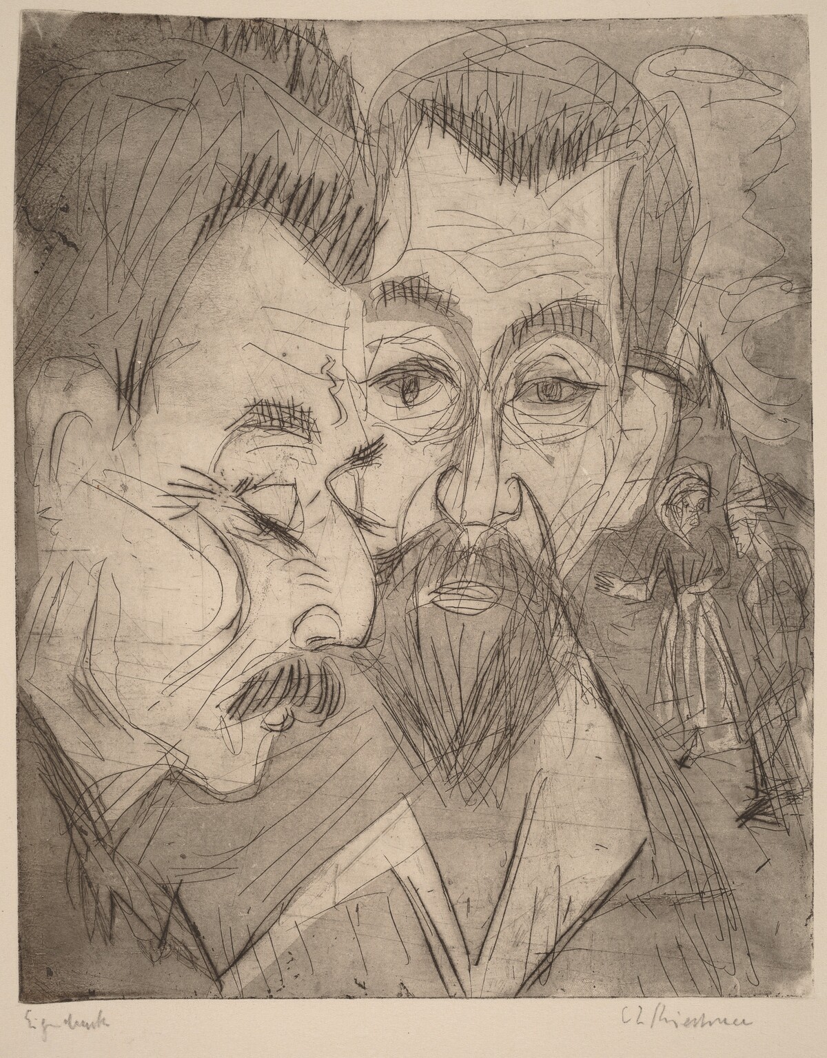 Two Peasant Heads by Ernst Ludwig Kirchner