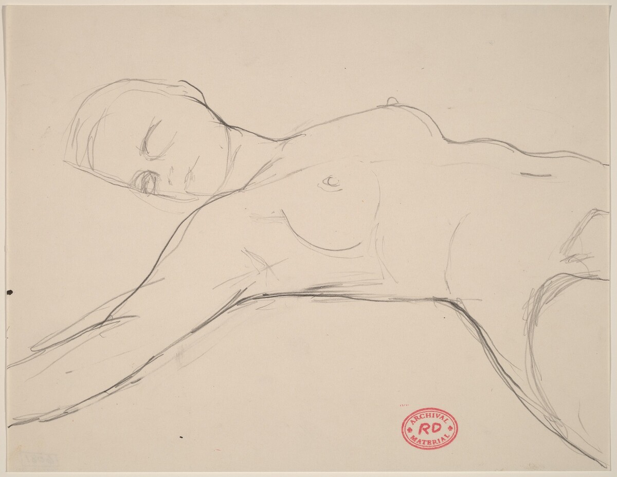 Untitled [reclining female nude with right arm outstretched] by Richard Diebenkorn