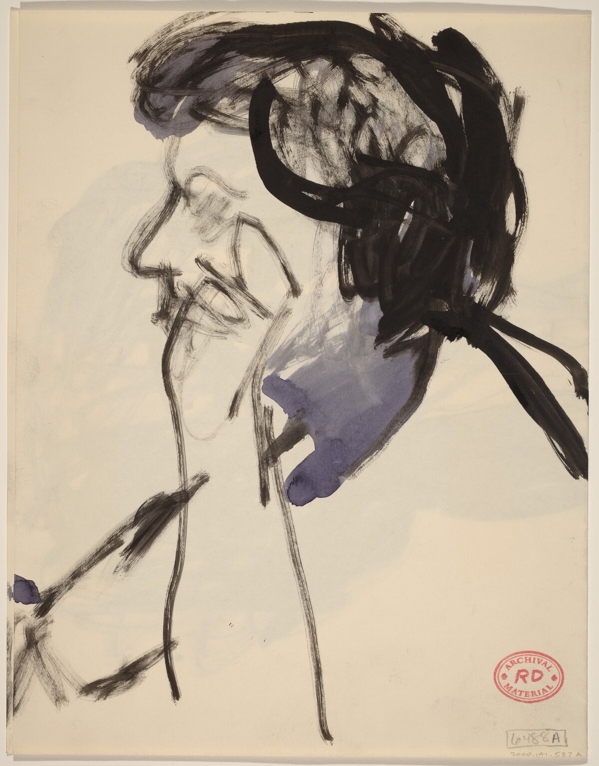Untitled [profile of a woman touching her cheek] [recto] by Richard Diebenkorn