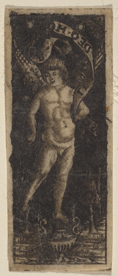 Cherub on a Vase with Inscription: "SOLI DEO HONOR"