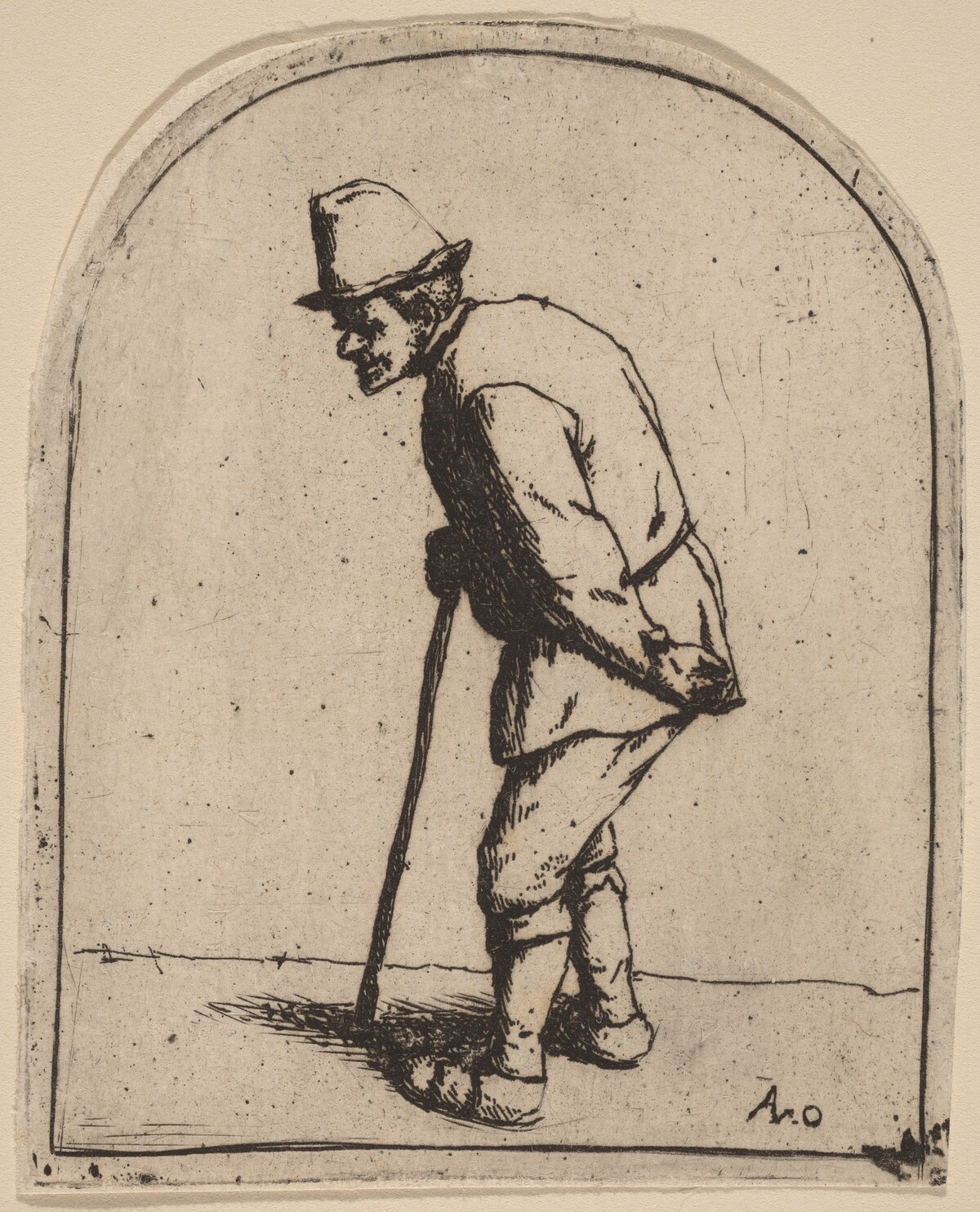 Peasant with a Crooked Back Leaning on a Stick by Adriaen van Ostade