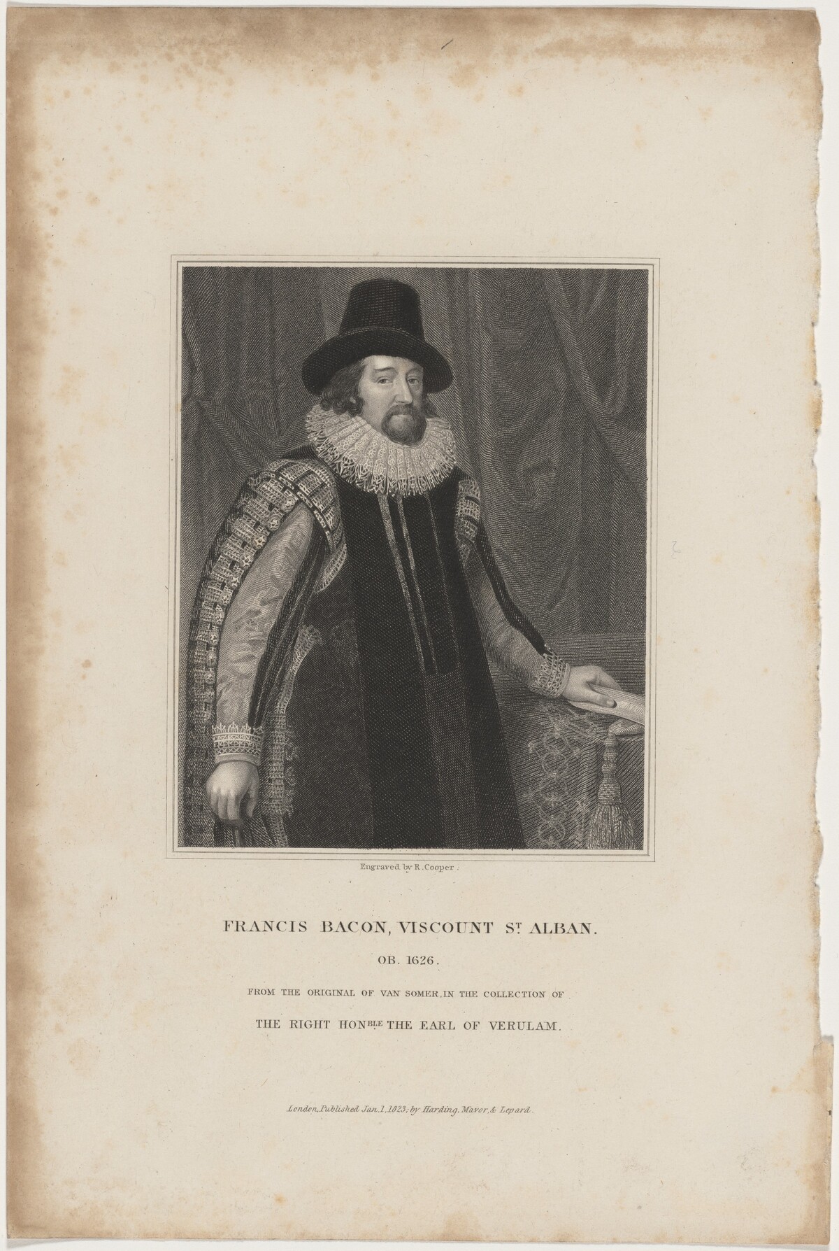 Francis Bacon by Robert Cooper after Paulus van Somer I