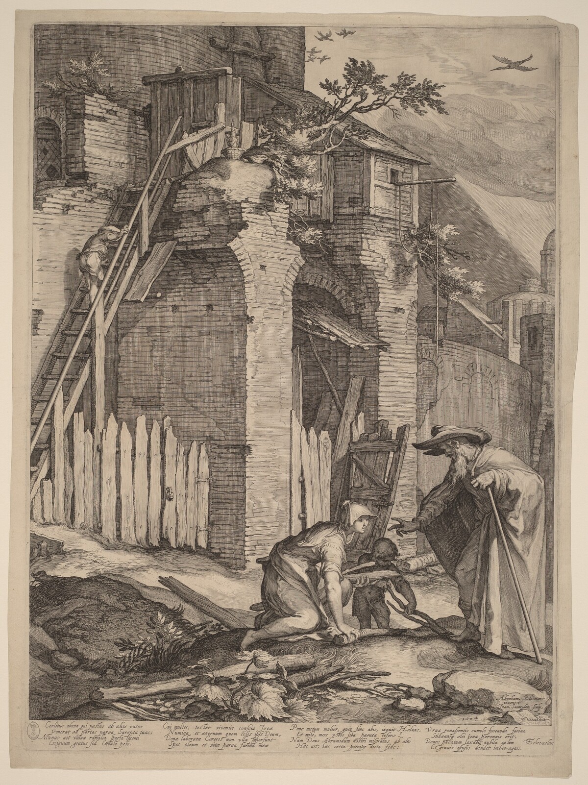 The Prophet Elijah with the Widow of Zarephath by Jan Pietersz Saenredam, after Abraham Bloemaert