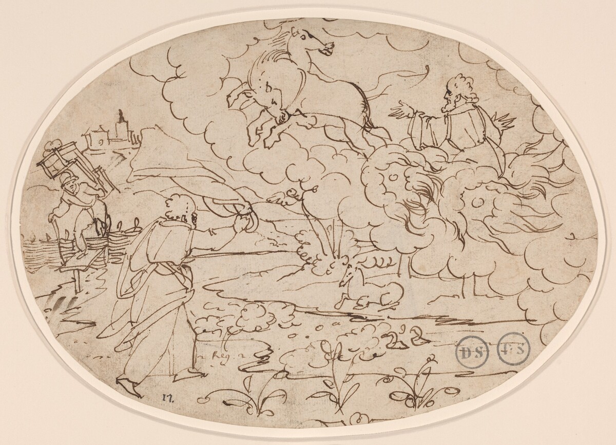 Elisha Watching Elijah in the Fiery Chariot by Hans Jakob Nüscheler