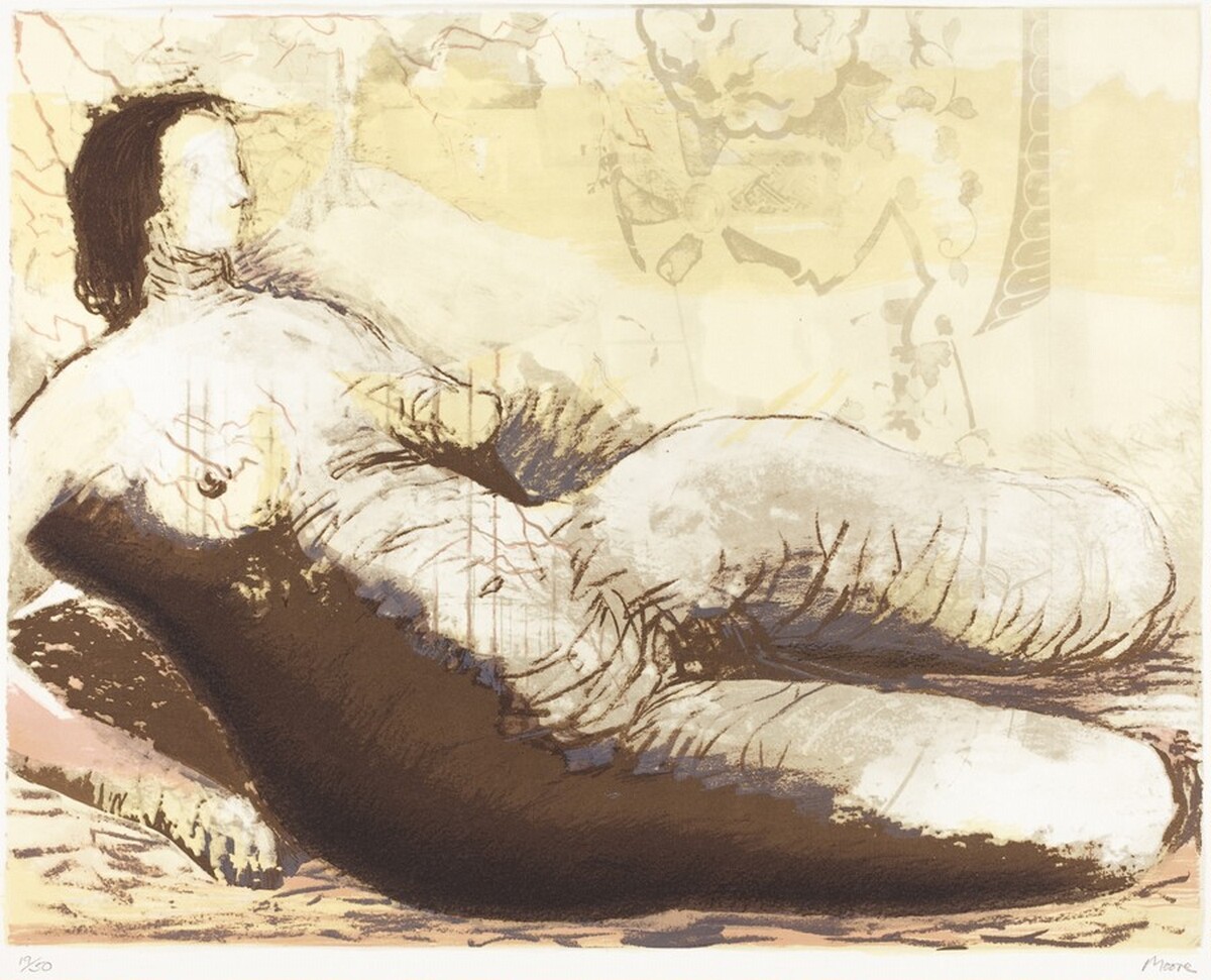 Reclining Woman on Yellow Background by Henry Moore