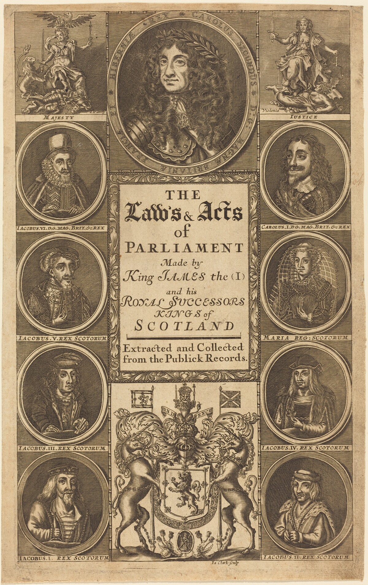 Frontispiece to "The Laws and Acts of Parliament Made by King James I ..." by James Clark