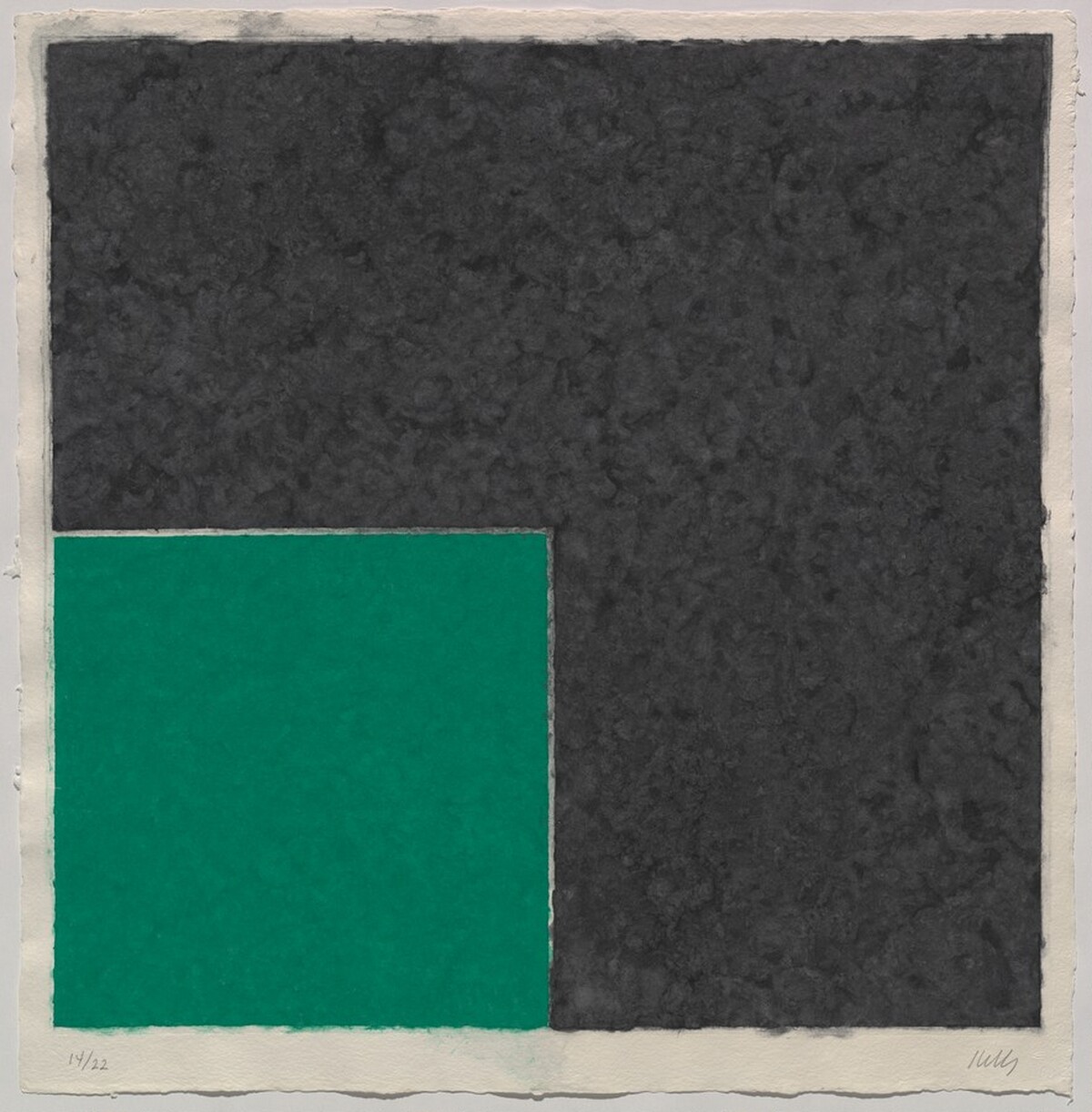 Colored Paper Image XVIII (Green Square with Dark Gray) by Ellsworth Kelly
