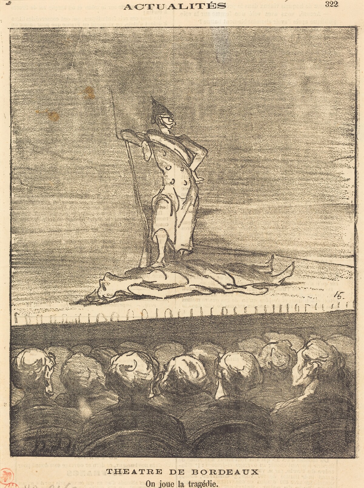 Théâtre de Bordeaux - on joue la tragédie by Honoré Daumier
