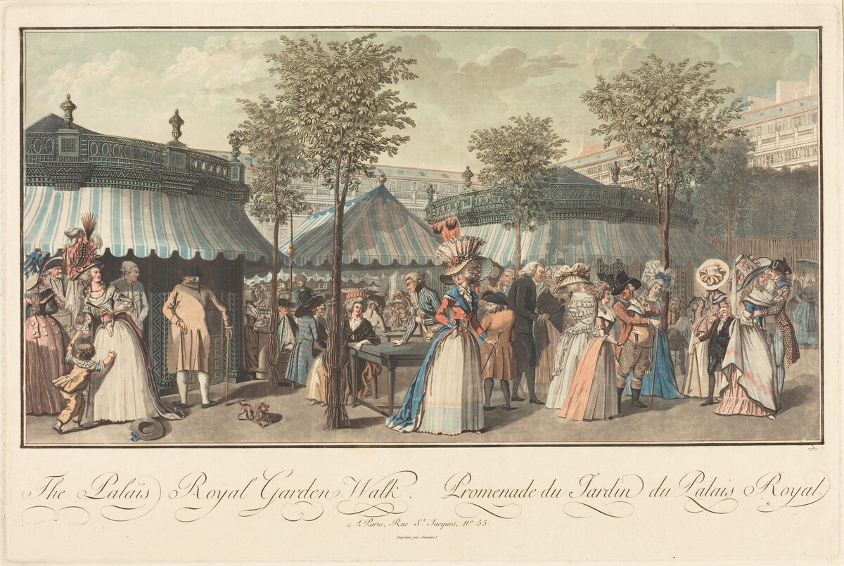 The Palais Royal--Garden's Walk / Promenade du Jardin du Palais Royal by Louis Le Coeur after Claude-Louis Desrais