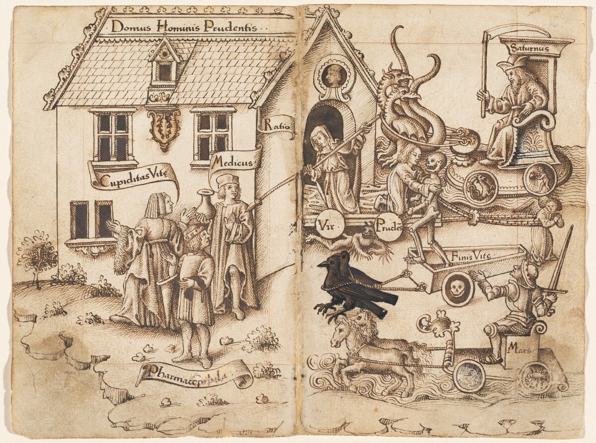 "Do Not Turn Back When You Arrive at the End" [fol. 26 verso / 27 recto] by French early 16th Century