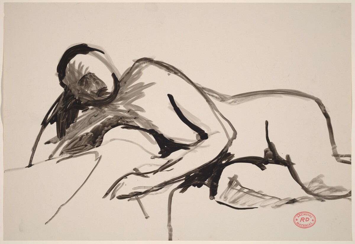 Untitled [reclining nude resting on right arm] by Richard Diebenkorn