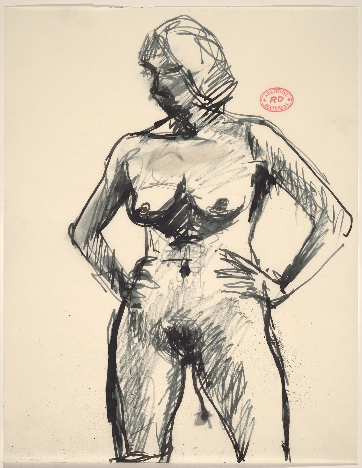 Untitled [standing female nude with arms akimbo] by Richard Diebenkorn