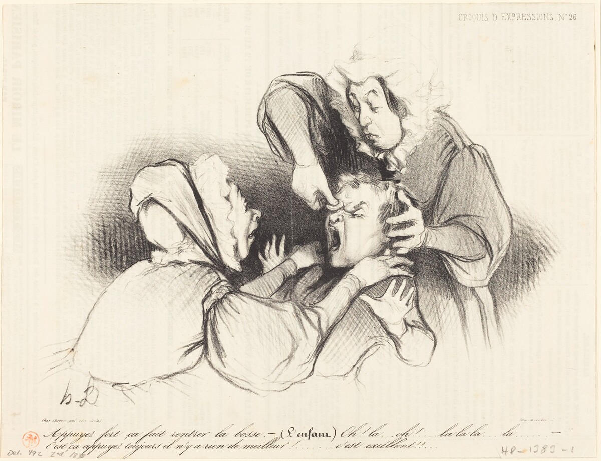 Appuyez fort, ça fait rentrer la bosse... by Honoré Daumier