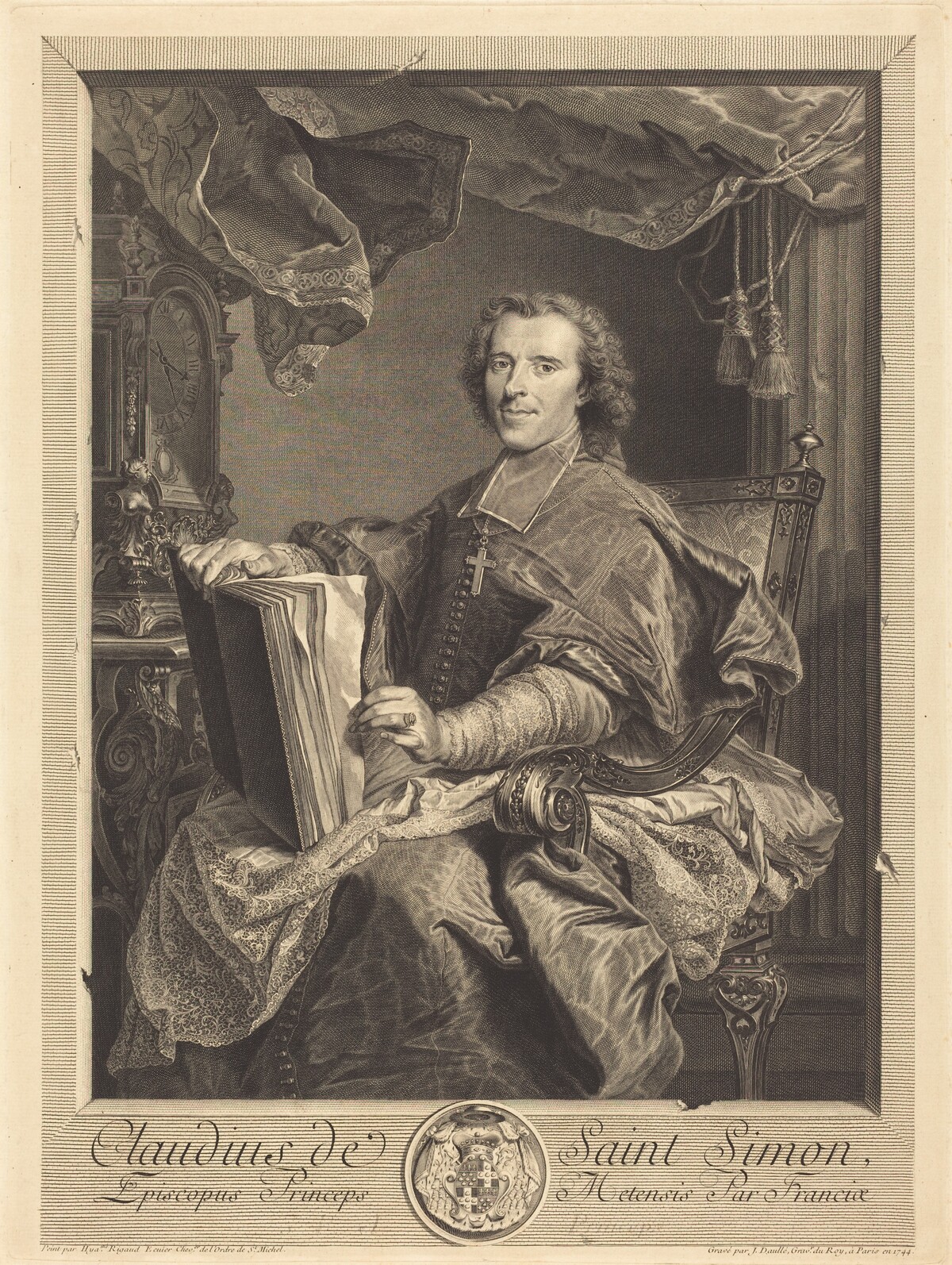 Claudius de Saint-Simon, Prince-Evêque de Metz by Jean Daullé after Hyacinthe Rigaud