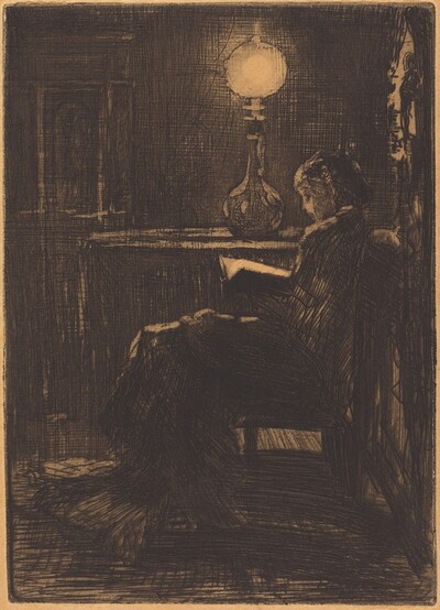 Liseuse à la Lampe (Woman Reading by Lamplight)