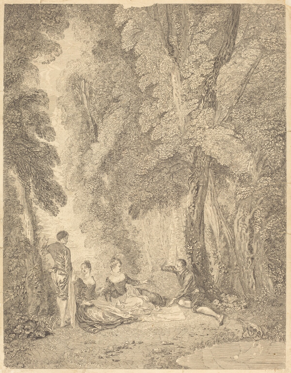 La colation by Jean Moyreau after Antoine Watteau