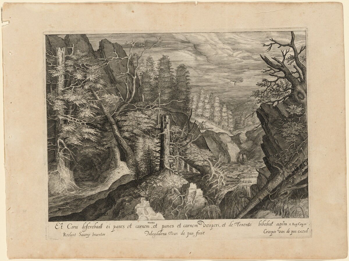 Landscape with Mountains, a River, and Elijah and the Raven by Magdalena van de Passe, after Roelandt Savery and Adam Willaerts