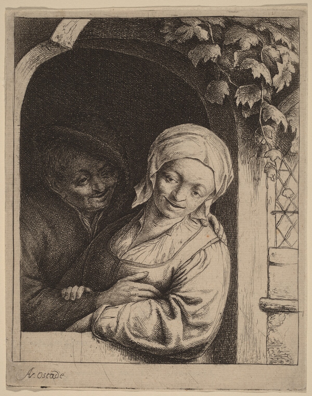 Peasant Couple in a Doorway by Adriaen van Ostade