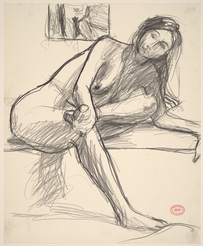 Untitled [seated nude with her leg crossed and leaning on her left arm]