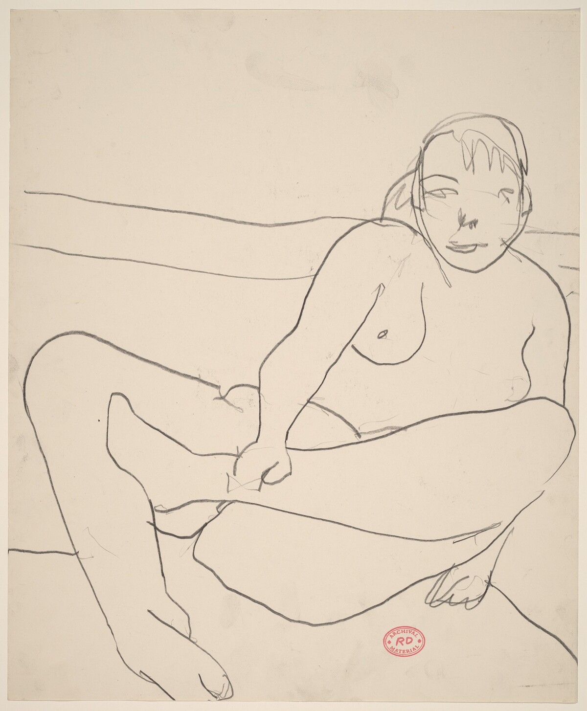Untitled [female nude leaning back and grasping ankle] by Richard Diebenkorn