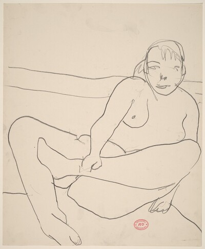 Untitled [female nude leaning back and grasping ankle]