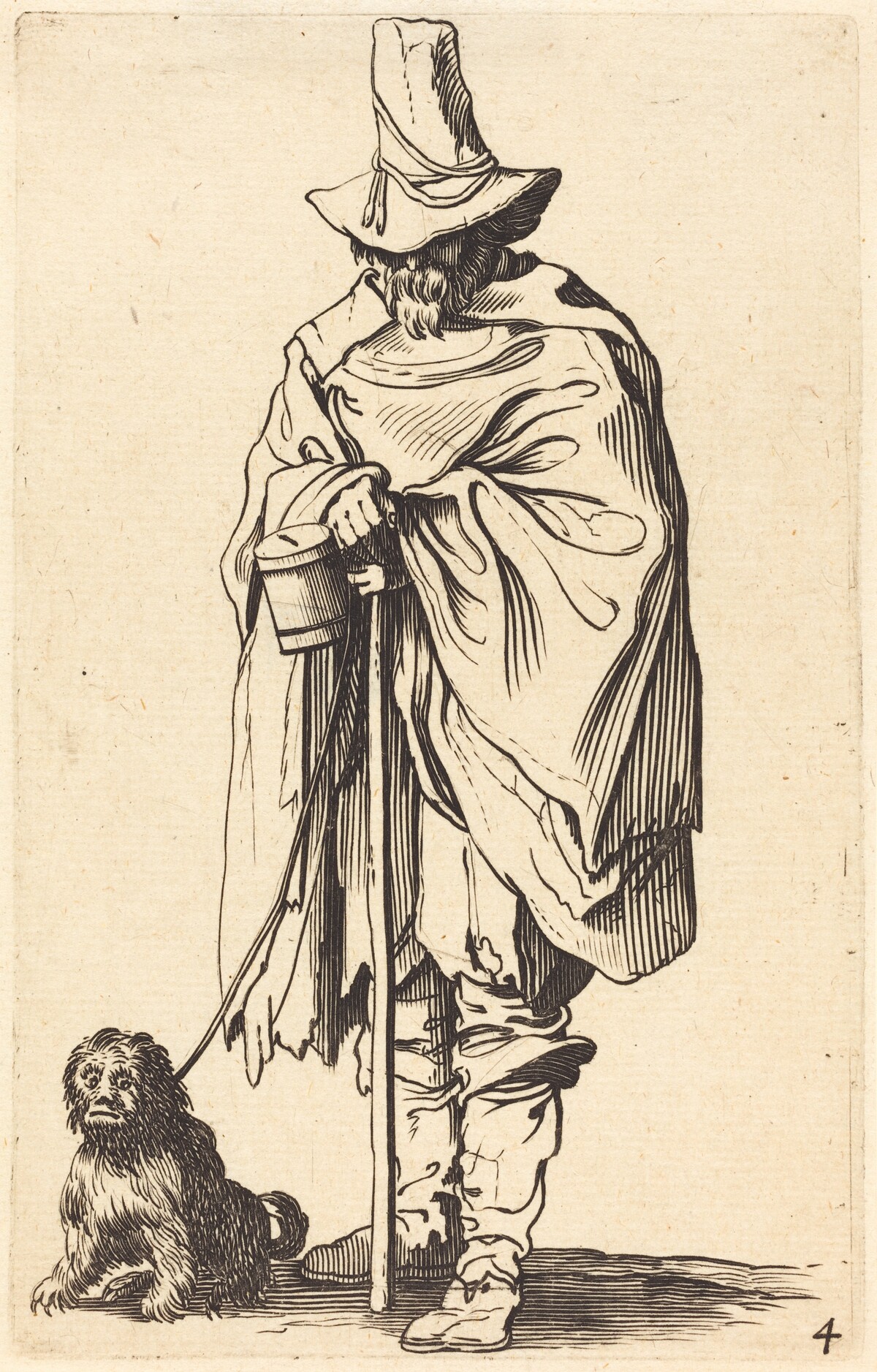 Beggar with Dog by after Jacques Callot
