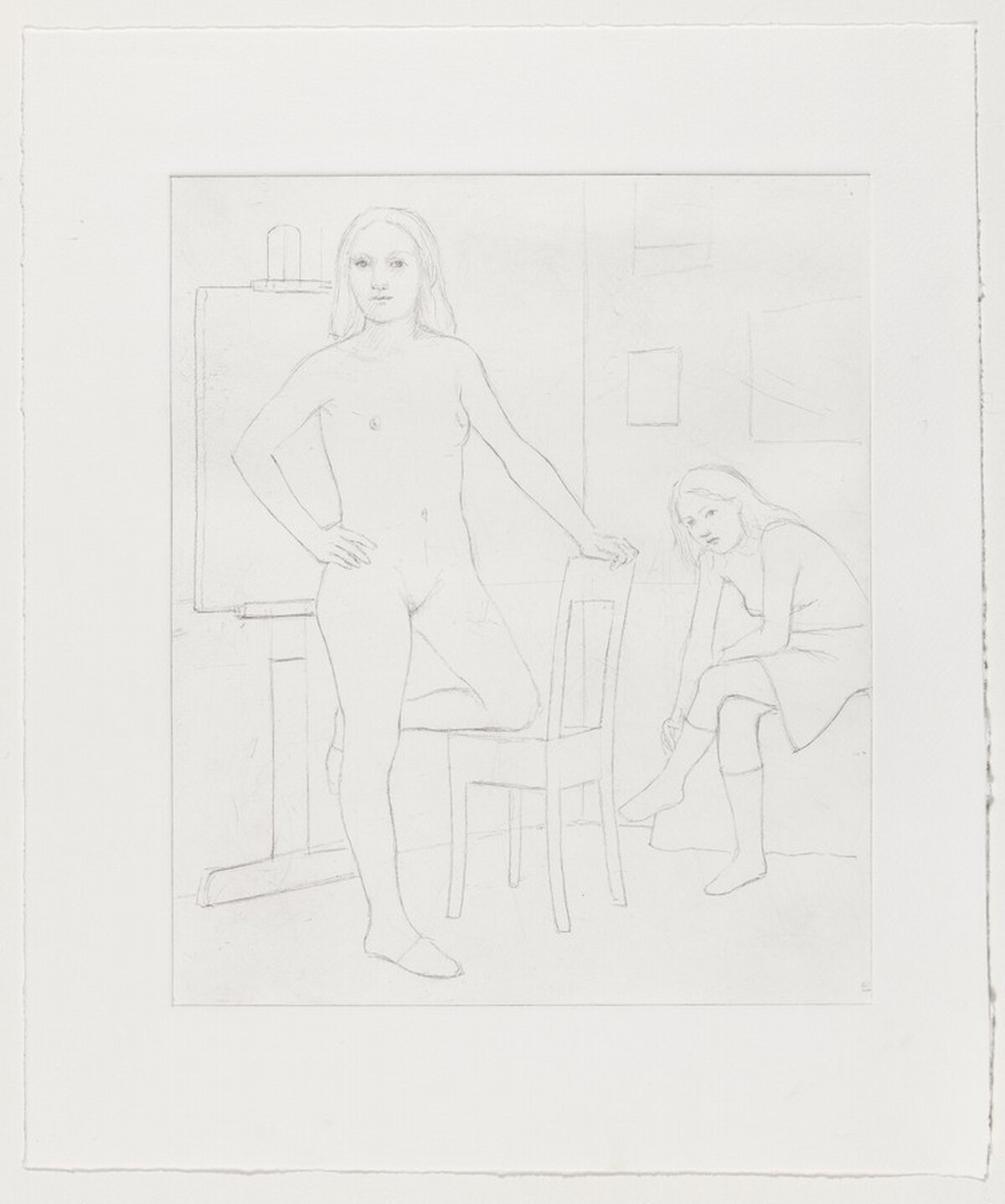 Untitled [Standing Figure with Knee on Chair] [working proof 1] by William Bailey