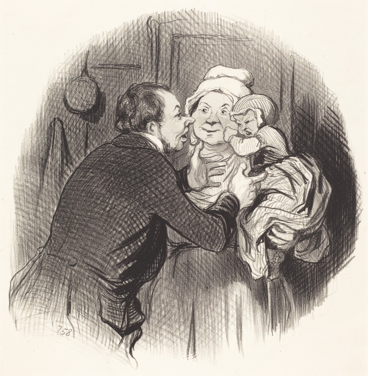 La Visite a la nourrice by Honoré Daumier