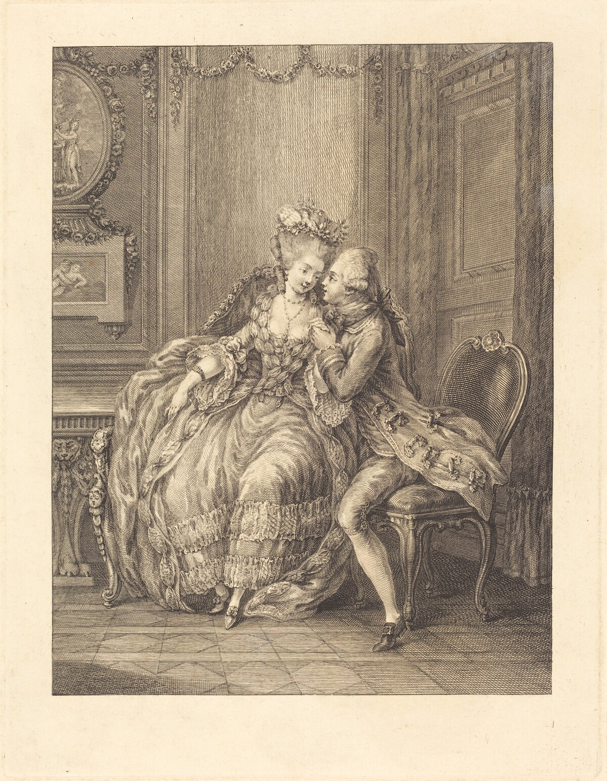 L'amant pressant by after Charles Eisen