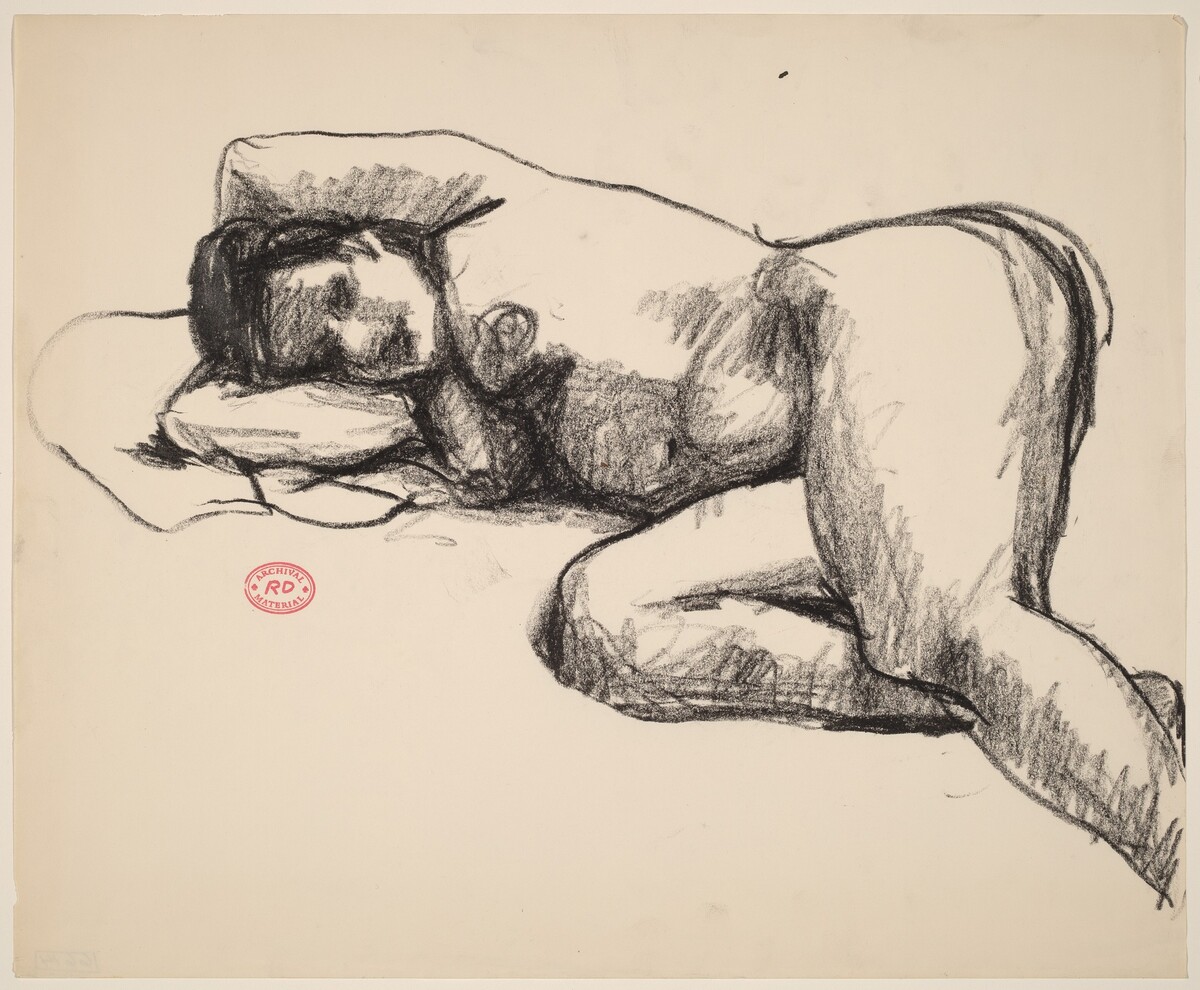 Untitled [nude lying on her right side with arms behind head] by Richard Diebenkorn