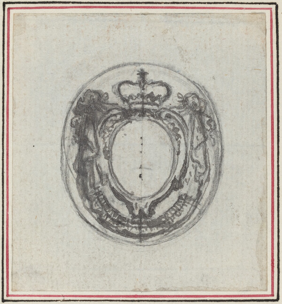 Armorial Cartouche with Crown and Swags by Hubert François Gravelot