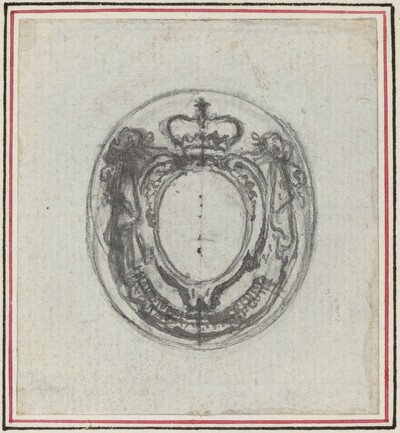 Armorial Cartouche with Crown and Swags