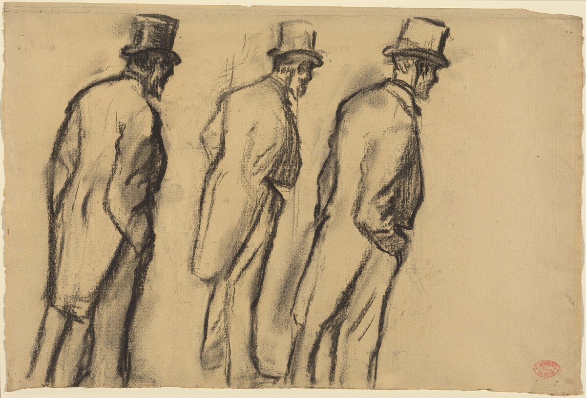 Three Studies of Ludovic Halévy Standing by Edgar Degas
