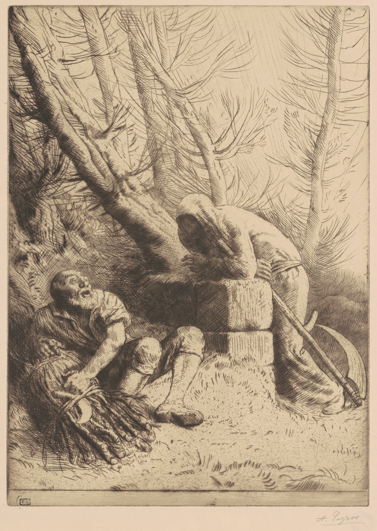 Death and the Woodcutter, 4th plate  (La Mort et le bûcheron) by Alphonse Legros