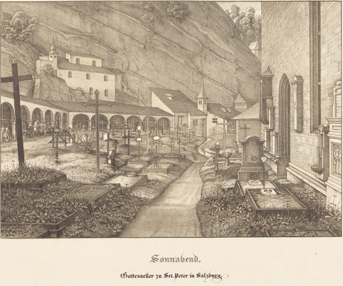 Sonnabend - Gottesacker zu St. Peter in Salzburg (Saturday - Graveyard of St. Peter's in Salzburg) by Ferdinand Olivier