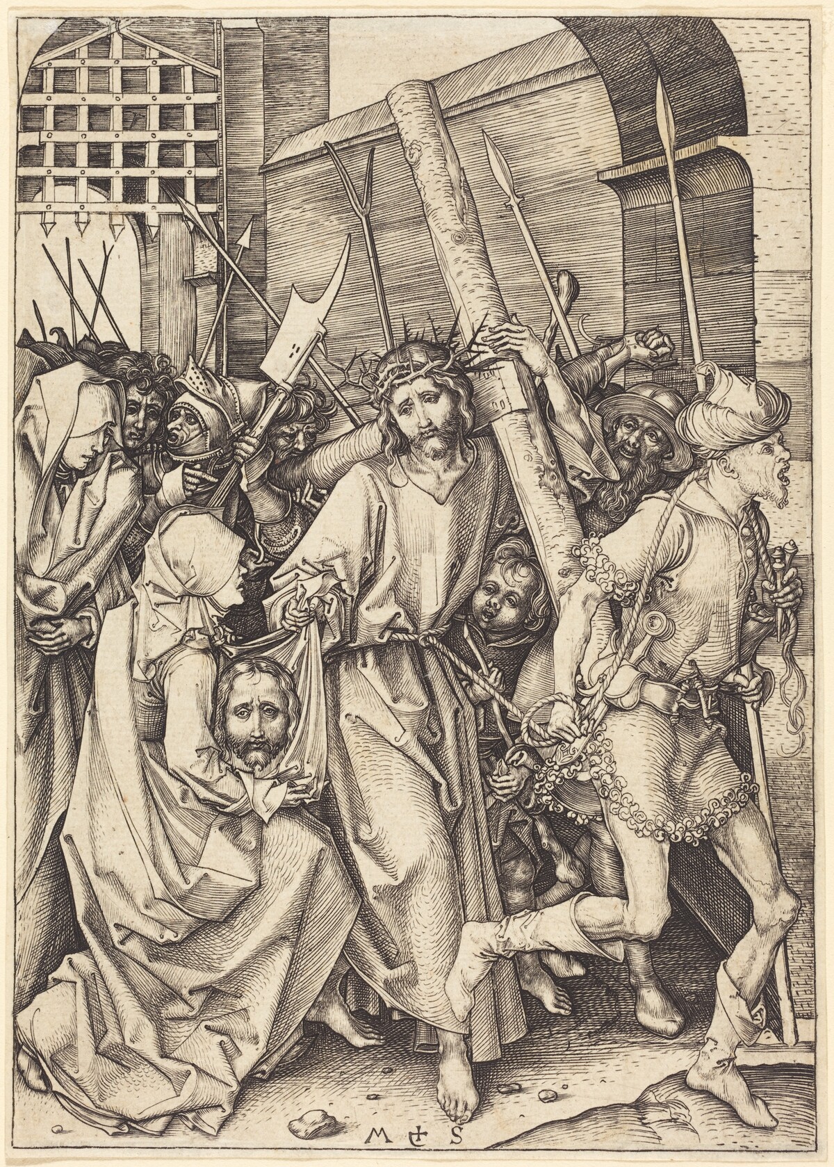 The Bearing of the Cross with Saint Veronica by Martin Schongauer