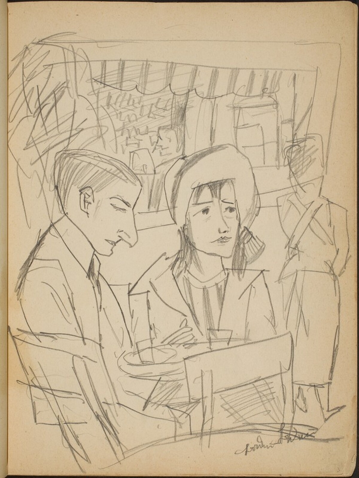 Paar am Caféhaustisch (Couple at a Table) [p. 3] by Max Beckmann