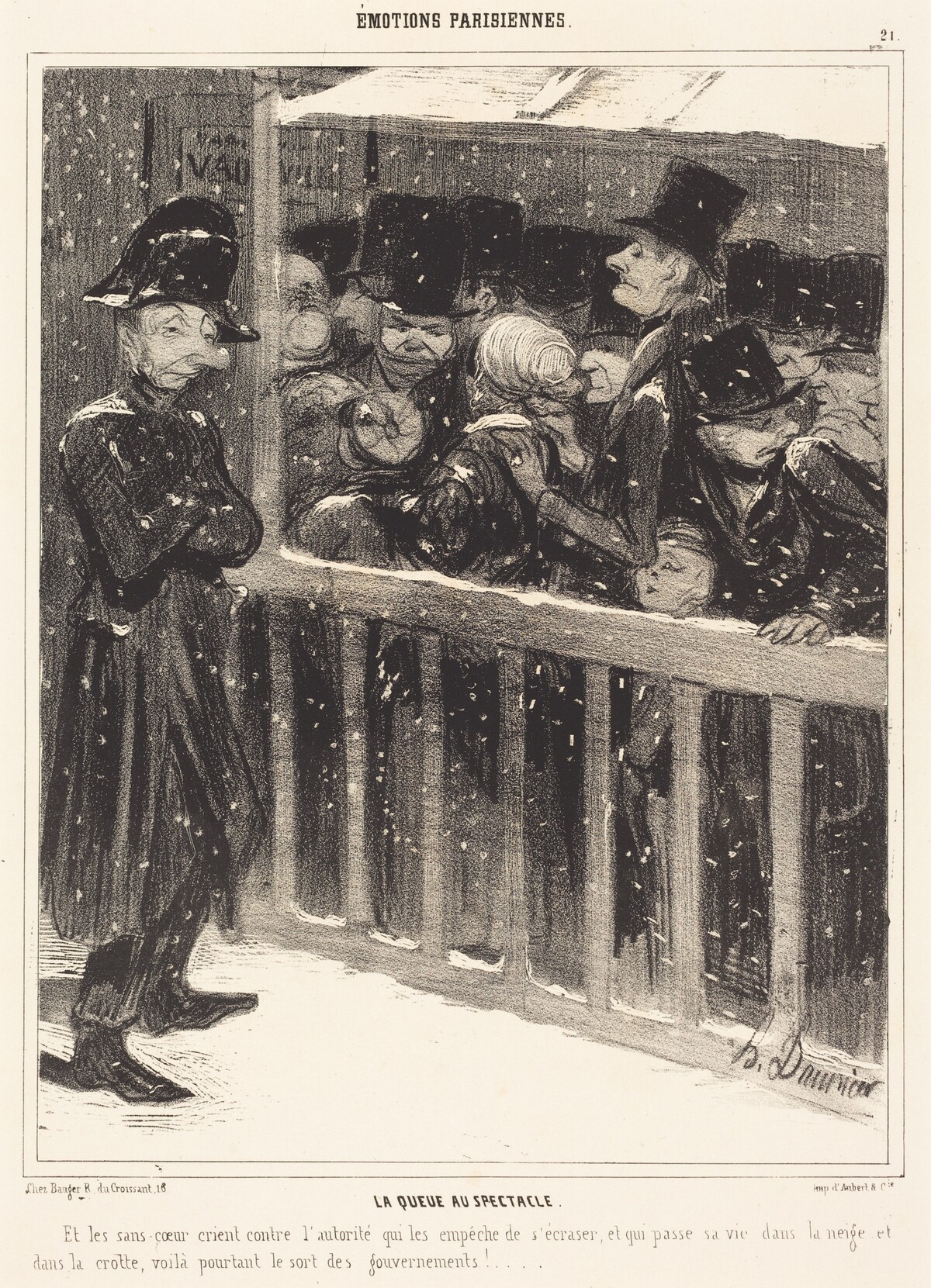 La Queue au Spectacle by Honoré Daumier